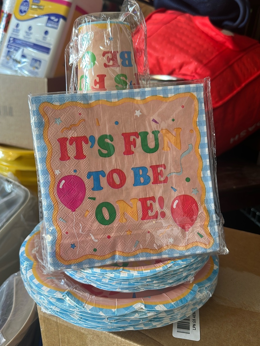 First Birthday Party Napkins & Plates Set - Multi Color